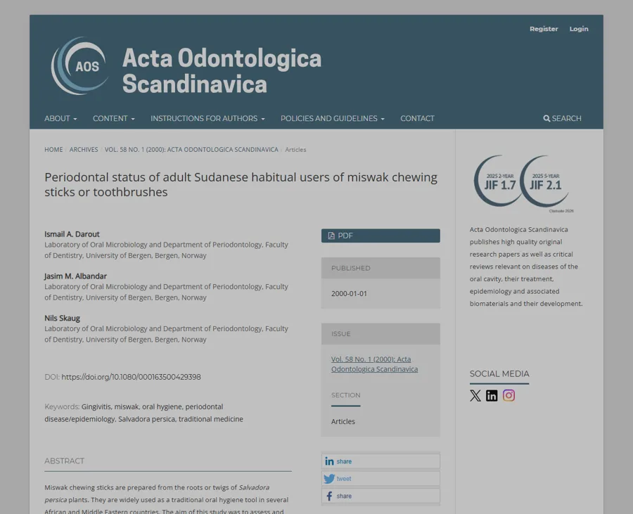 Capture de la page de l'étude sur medicaljournalssweden.se